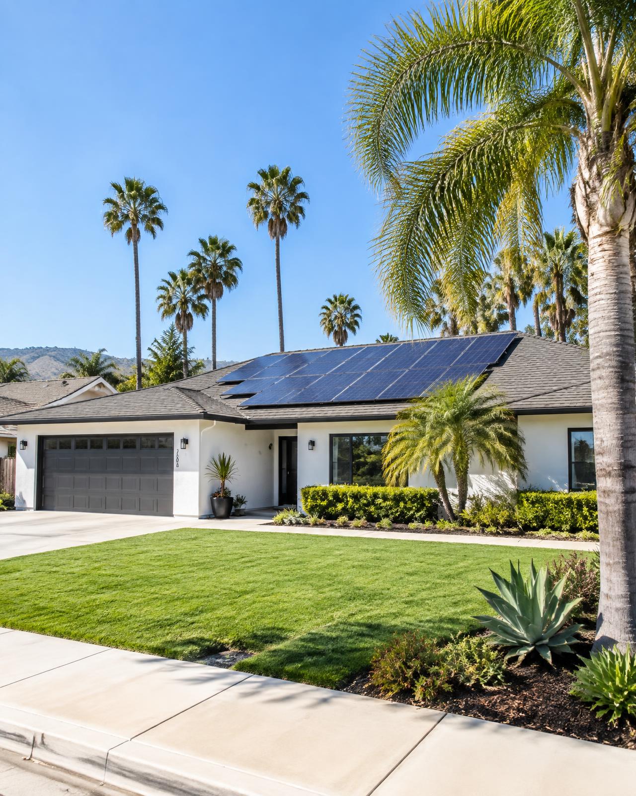 Southern California home with clean rooftop solar panels